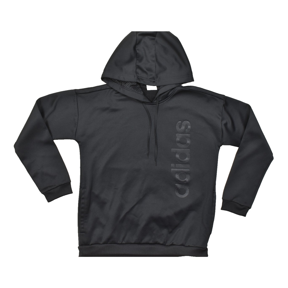 Adidas Women's S Black Aeroready Fleece Hoodie Vertical Logo Pullover